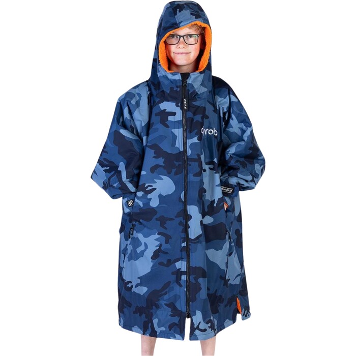 2024 Dryrobe Advance Junior Long Sleeve Changing Robe V3KSLSDA - Blue Camo / Orange